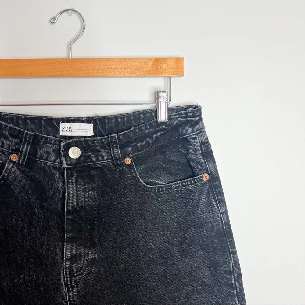 Zara Black Straight Leg Distressed Jeans - Picture 5 of 8